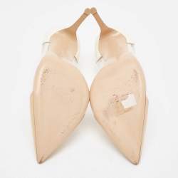 Pre Owned Gianvito Rossi Beige/White Patent Leather and PVC Plexi Pointed Toe Pumps Size 40