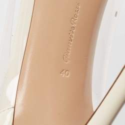 Pre Owned Gianvito Rossi Beige/White Patent Leather and PVC Plexi Pointed Toe Pumps Size 40