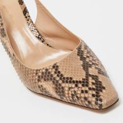 Pre Owned Gianvito Rossi Beige/Brown Pyhton Slingback Pumps Size 40