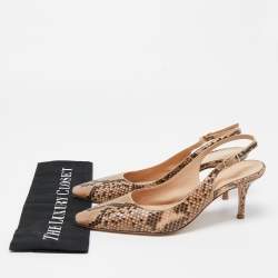Pre Owned Gianvito Rossi Beige/Brown Pyhton Slingback Pumps Size 40