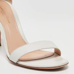 Pre Owned Gianvito Rossi White Leather Portofino Ankle Strap Sandals Size 38