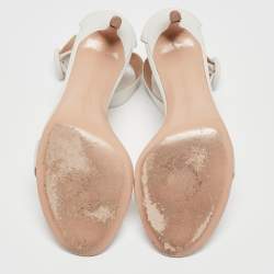 Pre Owned Gianvito Rossi White Leather Portofino Ankle Strap Sandals Size 38