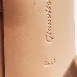 Pre Owned Gianvito Rossi Beige Leather Ankle Strap Block Heel Pumps Size 40