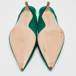 Pre Owned Gianvito Rossi Green Satin Fanny Mules Size 40