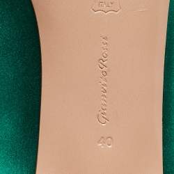 Pre Owned Gianvito Rossi Green Satin Fanny Mules Size 40