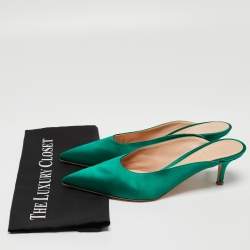 Pre Owned Gianvito Rossi Green Satin Fanny Mules Size 40