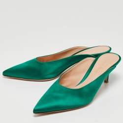 Pre Owned Gianvito Rossi Green Satin Fanny Mules Size 40