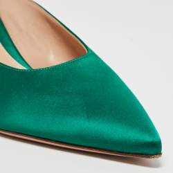 Pre Owned Gianvito Rossi Green Satin Fanny Mules Size 40