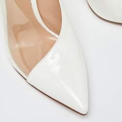Gianvito Rossi White Patent Leather and PVC Deela Pointed Toe Pumps Size 37.5