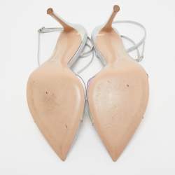 Pre Owned Gianvito Rossi Transparent Iridescent PVC Stark Ankle Strap Sandals Size 41.5