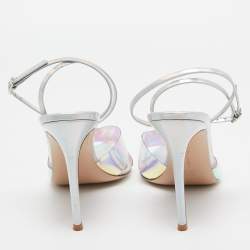 Pre Owned Gianvito Rossi Transparent Iridescent PVC Stark Ankle Strap Sandals Size 41.5