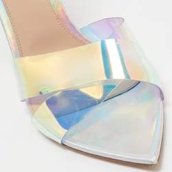 Pre Owned Gianvito Rossi Transparent Iridescent PVC Stark Ankle Strap Sandals Size 41.5