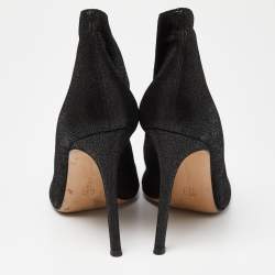 Pre Owned Gianvito Rossi Black Textured Suede Vamp Peep Toe Booties Size 39