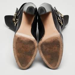 Pre Owned Gianvito Rossi Black Leather Buckle Detail Mid Calf Boots Size 40