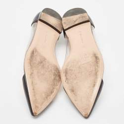 Pre Owned Gianvito Rossi Black Leather and PVC Plexi Ballet Flats Size 38