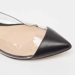 Pre Owned Gianvito Rossi Black Leather and PVC Plexi Ballet Flats Size 38