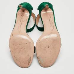 Pre Owned Gianvito Rossi Green Suede Portofino Ankle Strap Sandals Size 41