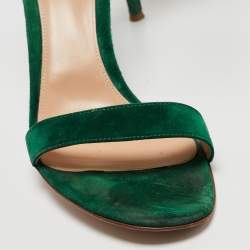 Pre Owned Gianvito Rossi Green Suede Portofino Ankle Strap Sandals Size 41