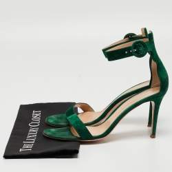 Pre Owned Gianvito Rossi Green Suede Portofino Ankle Strap Sandals Size 41