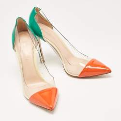 Pre Owned Gianvito Rossi Multicolor Patent Leather and PVC Plexi Pumps Size 39.5