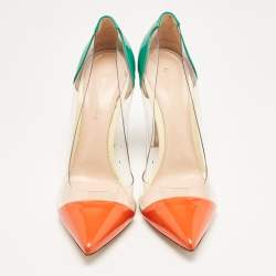 Pre Owned Gianvito Rossi Multicolor Patent Leather and PVC Plexi Pumps Size 39.5