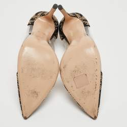 Pre Owned Gianvito Rossi Black/Transparent Polka Dot Fabric And PVC Plexi Pointed Toe Pumps Size 42