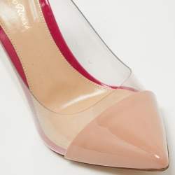 Gianvito Rossi Pink/Beige Patent Leather and PVC Plexi Pumps Size 38