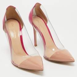 Gianvito Rossi Pink/Beige Patent Leather and PVC Plexi Pumps Size 38