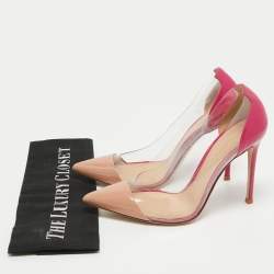 Gianvito Rossi Pink/Beige Patent Leather and PVC Plexi Pumps Size 38