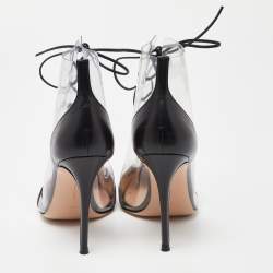 Pre Owned Gianvito Rossi Black/Transparent PVC and Leather Helmut Lace Up Boots Size 39