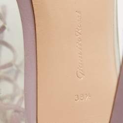 Pre Owned Gianvito Rossi Transparent/Purple PVC and Leather Helmut Booties Size 38.5