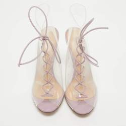 Pre Owned Gianvito Rossi Transparent/Purple PVC and Leather Helmut Booties Size 38.5