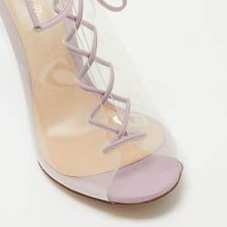 Pre Owned Gianvito Rossi Transparent/Purple PVC and Leather Helmut Booties Size 38.5