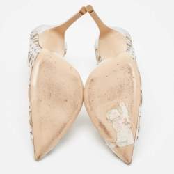 Pre Owned Gianvito Rossi Sliver Mesh and Leather Maxine Laser Cut Pumps Size 38