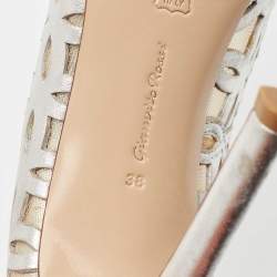 Pre Owned Gianvito Rossi Sliver Mesh and Leather Maxine Laser Cut Pumps Size 38