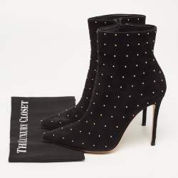Gianvito Rossi  Black Suede Studded Ankle Boots Size 41