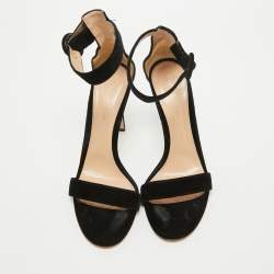 Pre Owned Gianvito Rossi Black Velvet Portofino Sandals Size 40