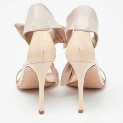 Pre Owned Gianvito Rossi Beige Patent Leather Ankle Cuff Sandals Size 38