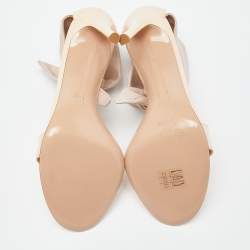 Pre Owned Gianvito Rossi Beige Patent Leather Ankle Cuff Sandals Size 38