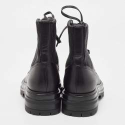 Pre Owned Gianvito Rossi Black Leather Combat Boots Size 35.5