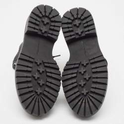 Pre Owned Gianvito Rossi Black Leather Combat Boots Size 35.5