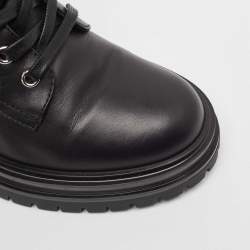 Pre Owned Gianvito Rossi Black Leather Combat Boots Size 35.5