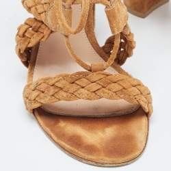 Pre Owned Gianvito Rossi Brown Suede Strappy Sandals Size 37.5