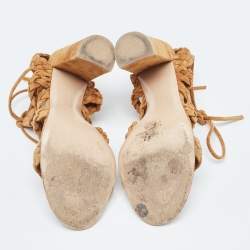 Pre Owned Gianvito Rossi Brown Suede Strappy Sandals Size 37.5