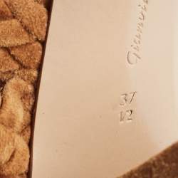 Pre Owned Gianvito Rossi Brown Suede Strappy Sandals Size 37.5