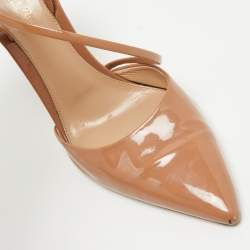 Gianvito Rossi Beige Patent Leather Ankle Strap Pumps Size 40 