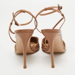 Gianvito Rossi Beige Patent Leather Ankle Strap Pumps Size 40 