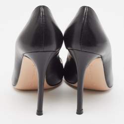 Pre Owned Gianvito Rossi Black Leather Pointed Toe Pumps Size 36.5