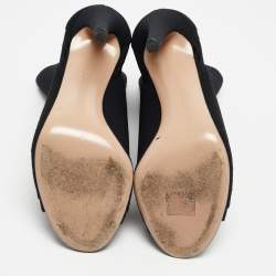 Pre Owned Gianvito Rossi Black Knit Fabric Vires Open Toe Ankle Booties Size 39