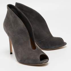 Pre Owned Gianvito Rossi Grey Suede Vamp Boots Size 40.5
